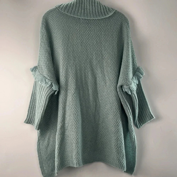 Maison Pholya Mohair Wool Blend Cowl Neck Tunic Sweater Dolman Fringe Sleeve M - Picture 3 of 12